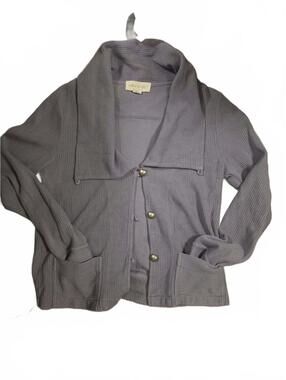 Mod-O-Doc Casual Elegance Ribbed Button-Up Cardigan Sweater Medium